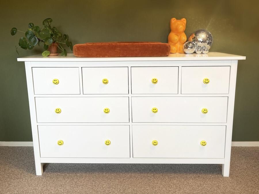 KIMU 12x Hemnes Kast Knoppen Smiley Knoppen Vervangen Ladekast Handgrepen Commode Kastknoppen Kinderkamer Kastknop Geel 8 Lades Kast Dressoir Knop Jongen Meisje Baby Babykamer Ikea - Foto 2