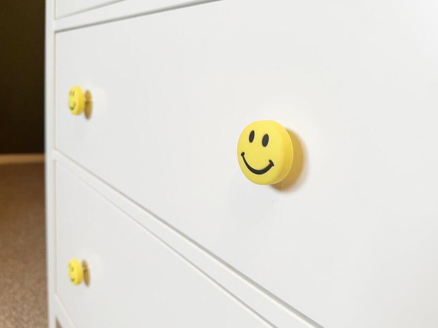 KIMU 12x Hemnes Kast Knoppen Smiley Knoppen Vervangen Ladekast Handgrepen Commode Kastknoppen Kinderkamer Kastknop Geel 8 Lades Kast Dressoir Knop Jongen Meisje Baby Babykamer Ikea