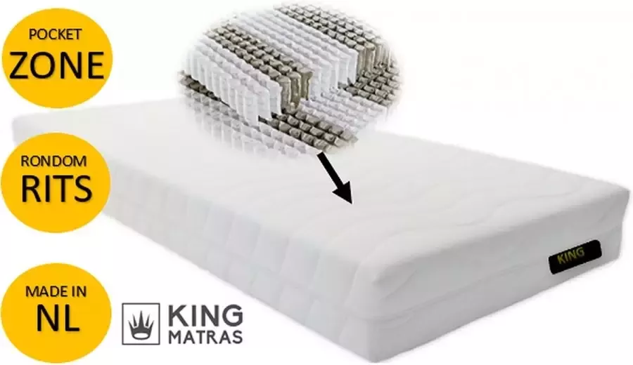 King MATRAS King Armstrong Pocket Matras 9zone Traagschuim Nasa Rits XL 180x210x25 cm