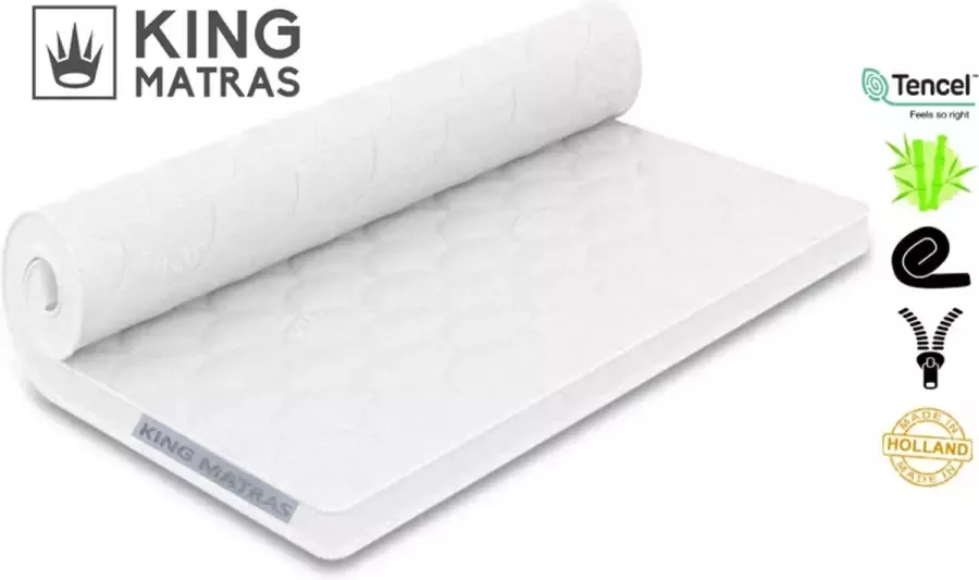 King MATRAS King Josh Topdek Matras Koudschuim HR40 Tencel Bamboe 10cm 210 x 220cm