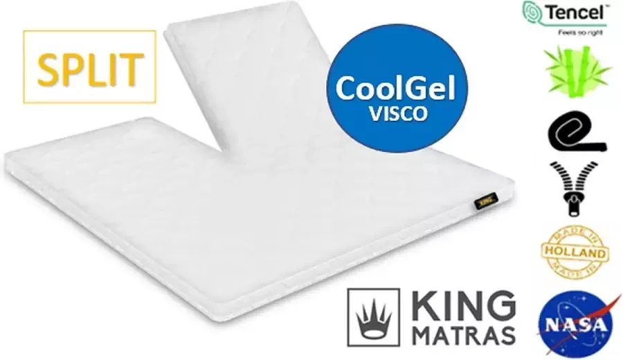 King MATRAS King Stone Split Topper Matras Coolgel Visco Nasa Splittopper Tencel Bamboe 180 x 220cm Dikte 12cm