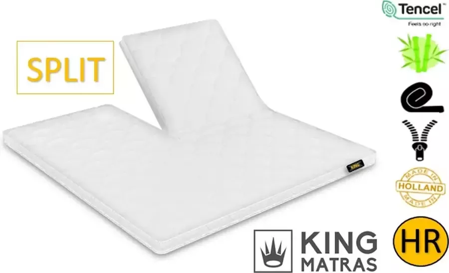 King MATRAS King Stone Split Topper Matras Koudschuim HR40 Splittopper Tencel Bamboe 200 x 200cm Dikte 12cm