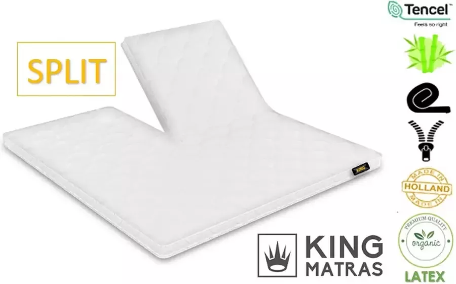 King MATRAS King Stone Split Topper Matras Latex Splittopper Tencel Bamboe 140 x 220cm Dikte 12cm