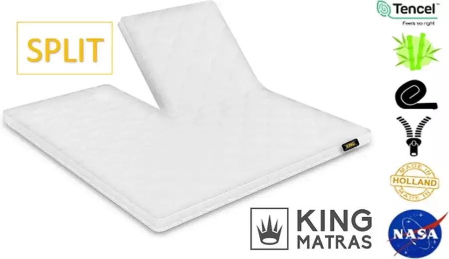 King MATRAS King Stone Split Topper Matras Visco Nasa Splittopper Tencel Bamboe 210 x 220cm Dikte 12cm
