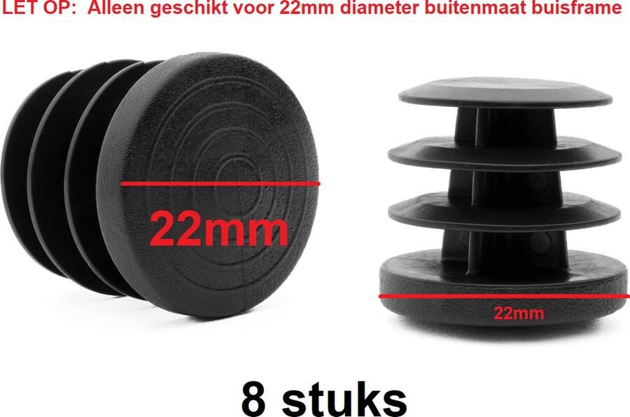 King of Chairs Insteekdop 8 stuks rond zwart 22mm platte kop kunststof pootdop insteekdoppen pootdoppen stoelpootdop stoelpootdoppen
