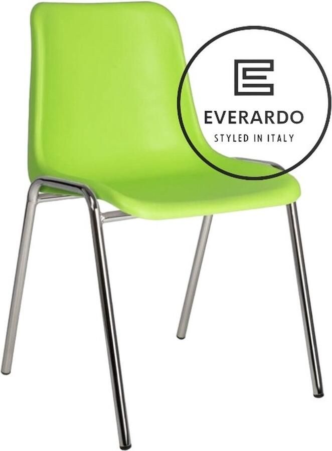 King of Chairs model KoC Everardo lime met verchroomd onderstel. Kantinestoel stapelstoel kuipstoel vergaderstoel tuinstoel kantine stoel stapel kantinestoelen stapelstoelen kuipstoelen stapelbare keukenstoel Helene eetkamerstoel