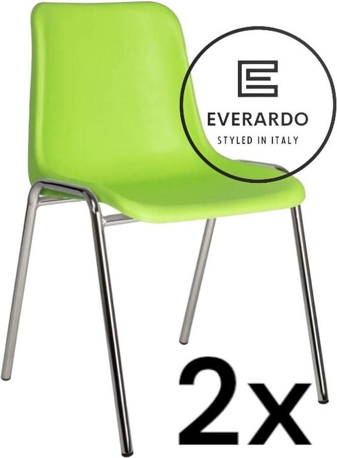 King of Chairs -set van 2- model KoC Everardo lime met verchroomd onderstel. Kantinestoel stapelstoel kuipstoel vergaderstoel tuinstoel kantine stoel stapel kantinestoelen stapelstoelen kuipstoelen stapelbare keukenstoel Helene eetkamerstoel