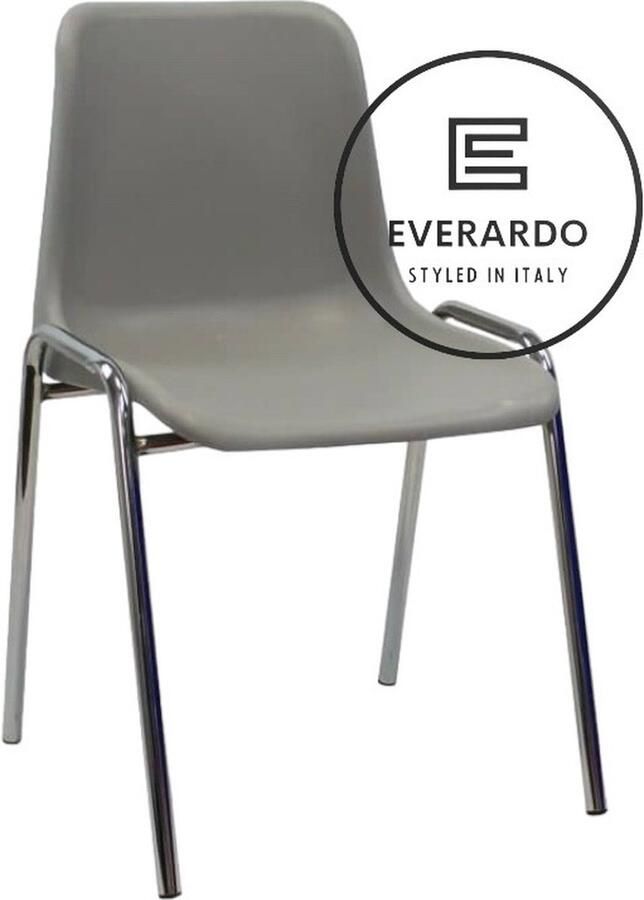 King of Chairs -set van 2- model KoC Everardo lichtgrijs met verchroomd onderstel. Kantinestoel stapelstoel kuipstoel vergaderstoel tuinstoel kantine stoel stapel kantinestoelen stapelstoelen kuipstoelen stapelbare keukenstoel Helene eetkamerstoel