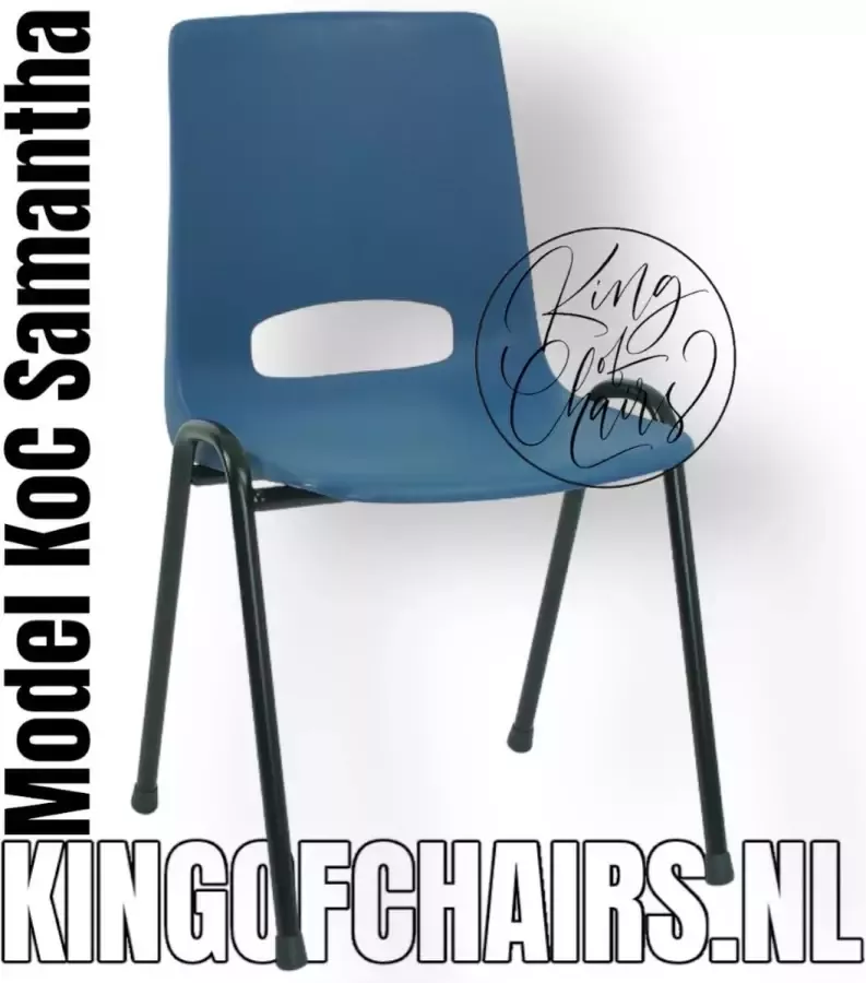 King of Chairs KoC Samantha blauw met zwart onderstel. kantinestoel stapelstoel kuipstoel vergaderstoel tuinstoel kantine stoel stapel stoel tuin kantinestoelen stapelstoelen kuipstoelen kerkstoel bistrostoel schoolstoel stapelbare stoel De Valk 3320 bezoekersstoel