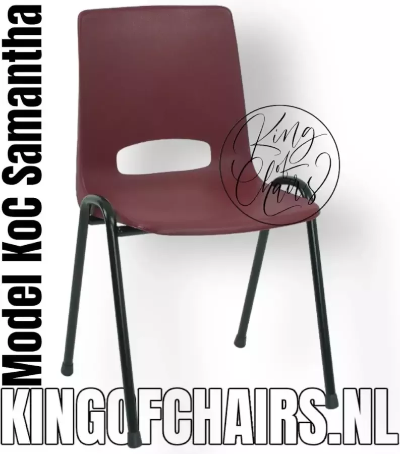 King of Chairs KoC Samantha bordeaux met zwart onderstel. Kantinestoel stapelstoel kuipstoel vergaderstoel tuinstoel kantine stoel stapel stoel kantinestoelen stapelstoelen kuipstoelen arenastoel kerkstoel bistrostoel De Valk 3320 stapelbare stoel bezoekersstoel