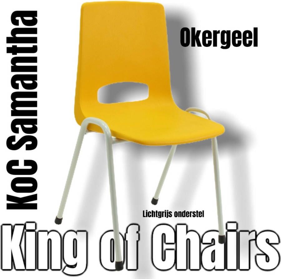 King of Chairs KoC Samantha okergeel met lichtgrijs onderstel. kantinestoel stapelstoel kuipstoel vergaderstoel tuinstoel kantine stoel stapel stoel tuin stoel kantinestoelen stapelstoelen kuipstoelen arenastoel kerkstoel bistrostoel schoolstoel bezoekersstoel