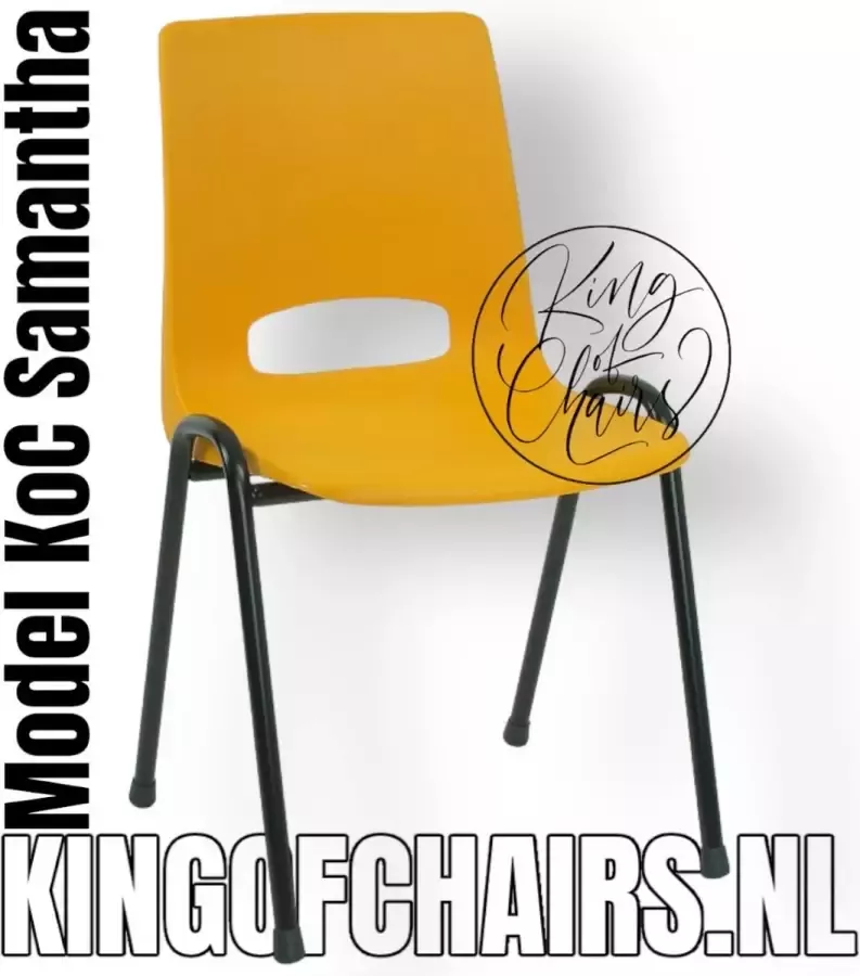 King of Chairs KoC Samantha okergeel met zwart onderstel. Kantinestoel stapelstoel kuipstoel vergaderstoel kantine stoel stapel stoel kantinestoelen stapelstoelen kuipstoelen arenastoel kerkstoel bistrostoel schoolstoel stapelbare stoel De Valk 3320 bezoekersstoel