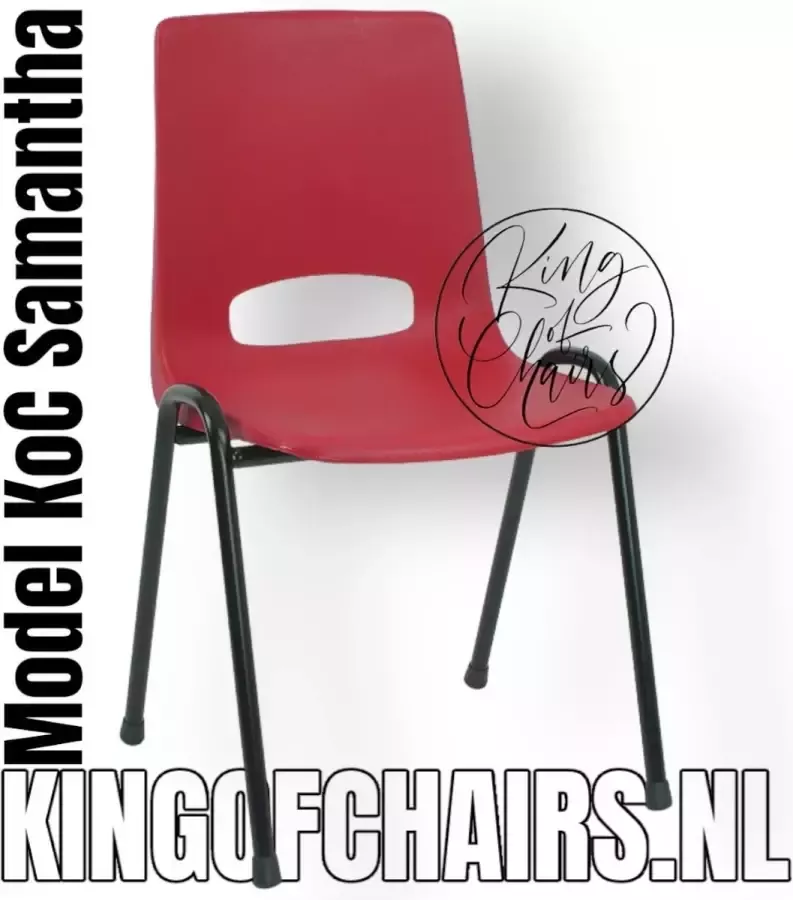 King of Chairs KoC Samantha rood met zwart onderstel. Kantinestoel stapelstoel kuipstoel vergaderstoel tuinstoel kantine stoel stapel stoel tuin kantinestoelen stapelstoelen kuipstoelen arenastoel bistrostoel schoolstoel stapelbare stoel De Valk 3320 bezoekersstoel