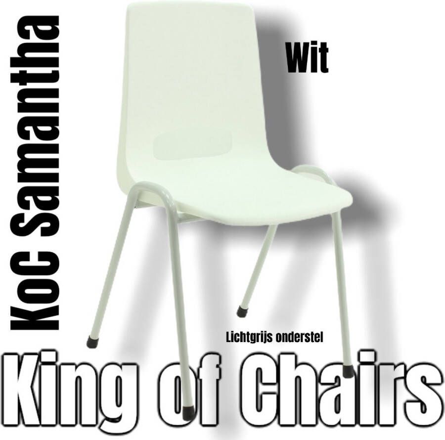 King of Chairs KoC Samantha wit met lichtgrijs onderstel. kantinestoel stapelstoel kuipstoel vergaderstoel tuinstoel kantine stoel stapel stoel tuin stoel kantinestoelen stapelstoelen kuipstoelen arenastoel kerkstoel bistrostoel schoolstoel bezoekersstoel