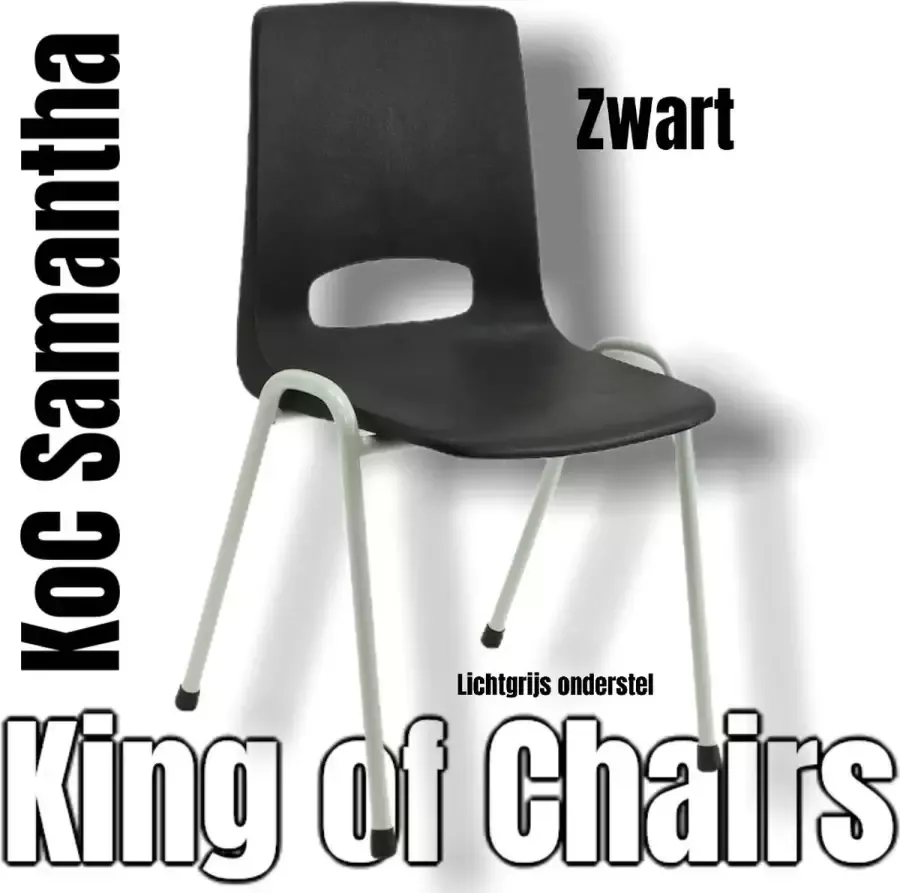 King of Chairs KoC Samantha zwart met lichtgrijs onderstel. kantinestoel stapelstoel kuipstoel vergaderstoel tuinstoel kantine stoel stapel stoel tuin stoel kantinestoelen stapelstoelen kuipstoelen arenastoel kerkstoel bistrostoel schoolstoel bezoekersstoel