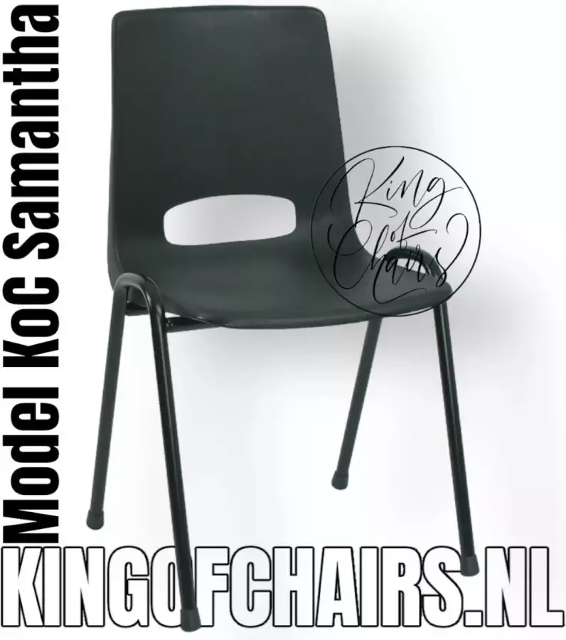 King of Chairs KoC Samantha zwart met zwart onderstel Kantinestoel stapelstoel kuipstoel vergaderstoel tuinstoel kantine stoel stapel stoel kantinestoelen stapelstoelen kuipstoelen kerkstoel bistrostoel schoolstoel stapelbare stoel De Valk 3320 bezoekersstoel