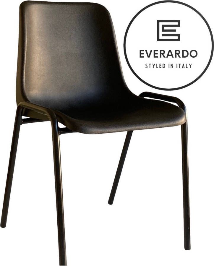 King of Chairs model KoC Everardo zwart met zwart onderstel. Kantinestoel stapelstoel kuipstoel vergaderstoel tuinstoel kantine stoel stapel kantinestoelen stapelstoelen kuipstoelen stapelbare keukenstoel Helene eetkamerstoel