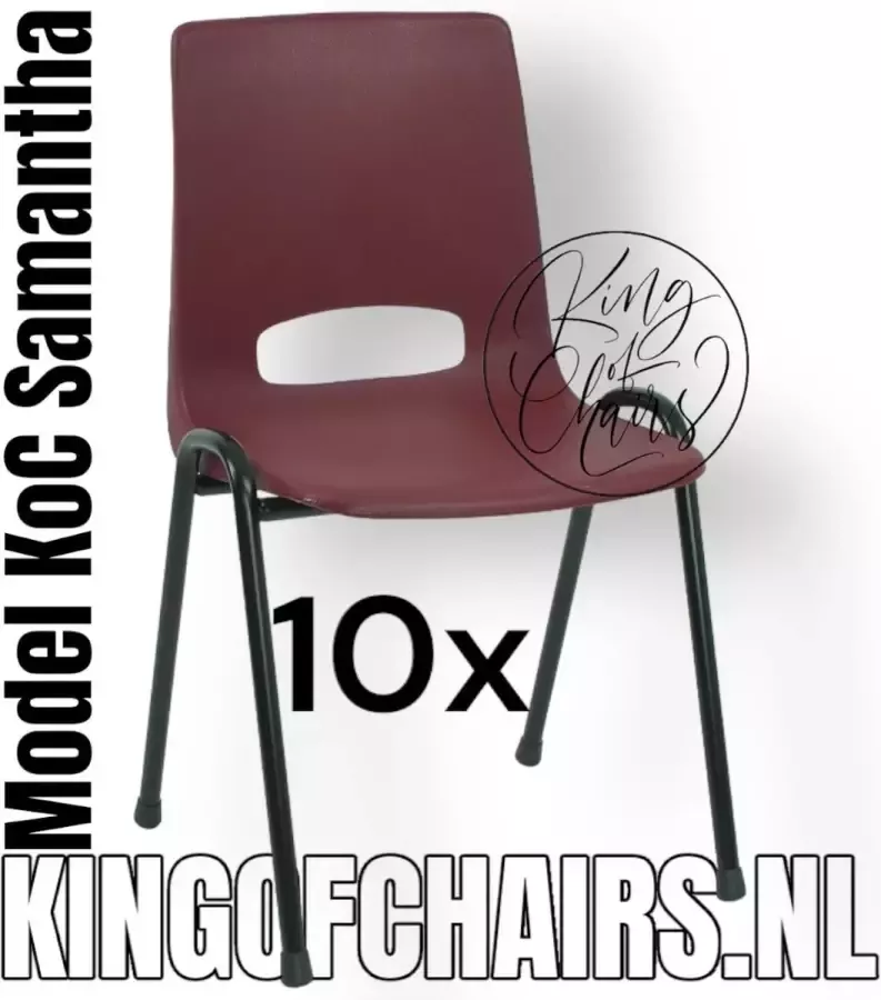 King of Chairs -set van 10- model KoC Samantha bordeaux met zwart onderstel. Kantinestoel stapelstoel kuipstoel vergaderstoel kantine stapel stoel kantinestoelen stapelstoelen kuipstoelen arenastoel kerkstoel schoolstoel De Valk 3320 bezoekersstoel