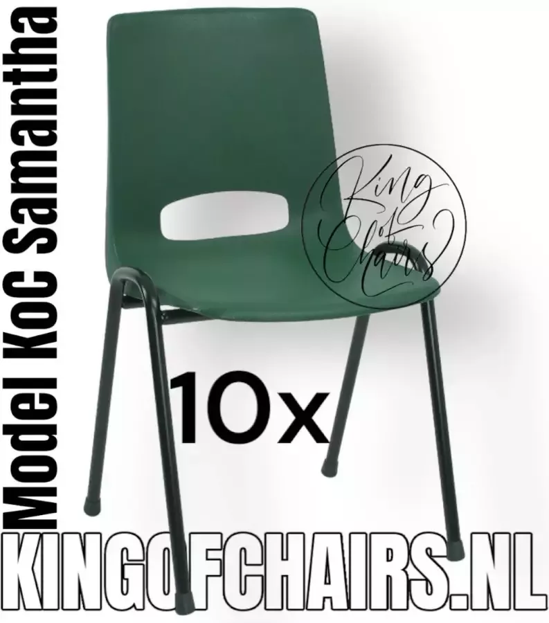 King of Chairs -set van 10- model KoC Samantha groen met zwart onderstel. Kantinestoel stapelstoel kuipstoel vergaderstoel kantine stapel stoel kantinestoelen stapelstoelen kuipstoelen arenastoel kerkstoel schoolstoel De Valk 3320 bezoekersstoel