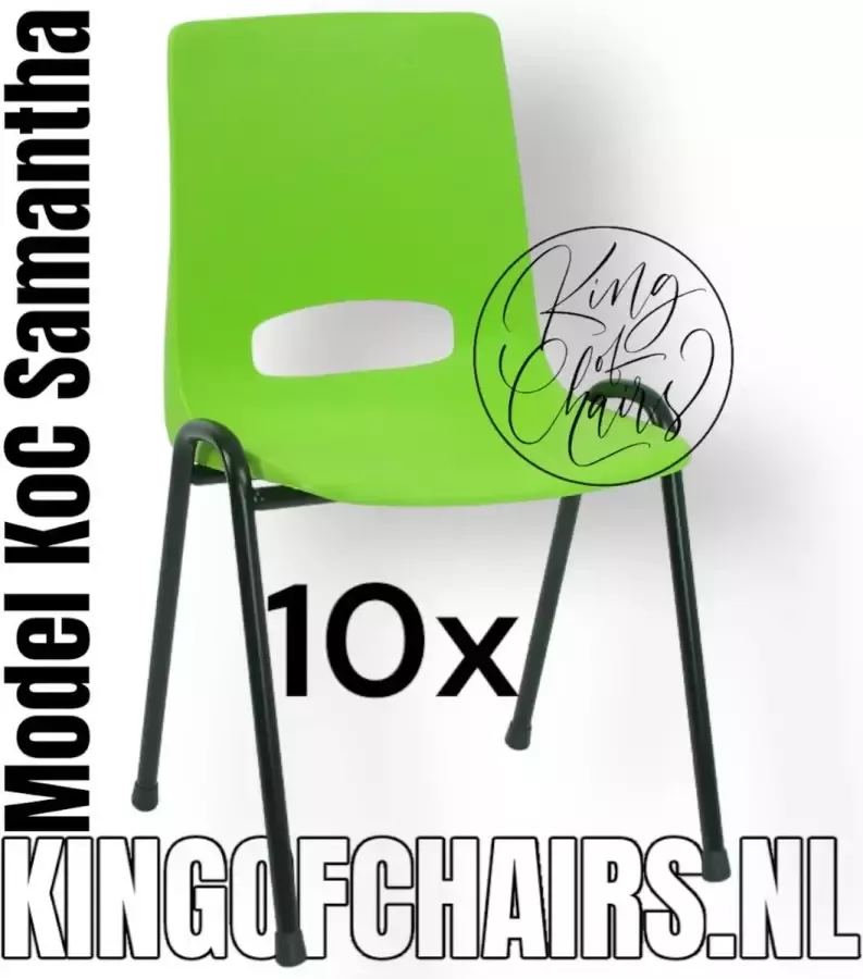 King of Chairs -set van 10- model KoC Samantha limegroen met zwart onderstel. Kantinestoel stapelstoel kuipstoel vergaderstoel kantine stapel stoel kantinestoelen stapelstoelen kuipstoelen arenastoel kerkstoel schoolstoel De Valk 3320 bezoekersstoel