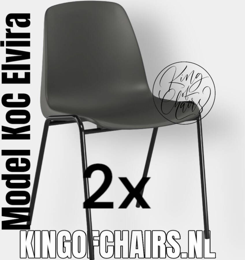 King of Chairs -set van 2- model KoC Elvira antraciet met zwart onderstel. Kantinestoel stapelstoel kuipstoel vergaderstoel tuinstoel kantine stoel stapel kantinestoelen stapelstoelen kuipstoelen stapelbare keukenstoel Helene eetkamerstoel