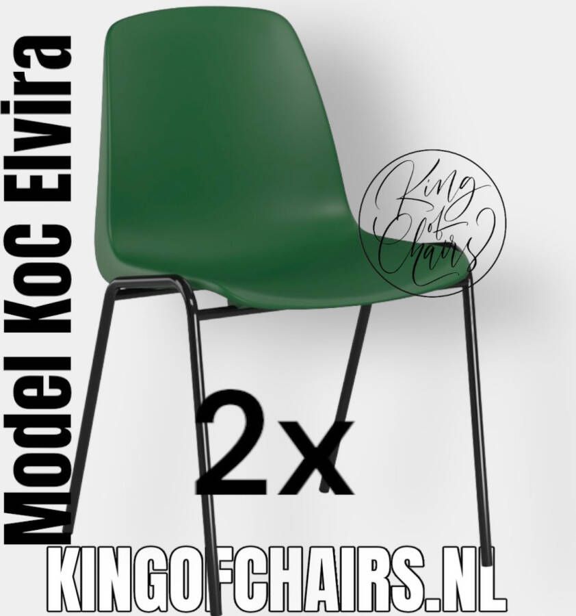 King of Chairs -set van 2- model KoC Elvira donkergroen met zwart onderstel. Kantinestoel stapelstoel kuipstoel vergaderstoel tuinstoel kantine stoel stapel kantinestoelen stapelstoelen kuipstoelen stapelbare keukenstoel Helene eetkamerstoel