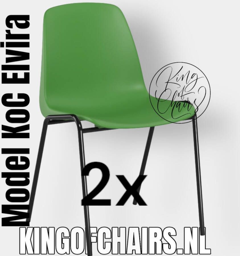 King of Chairs -set van 2- model KoC Elvira lichtgroen met zwart onderstel. Kantinestoel stapelstoel kuipstoel vergaderstoel tuinstoel kantine stoel stapel kantinestoelen stapelstoelen kuipstoelen stapelbare keukenstoel Helene eetkamerstoel