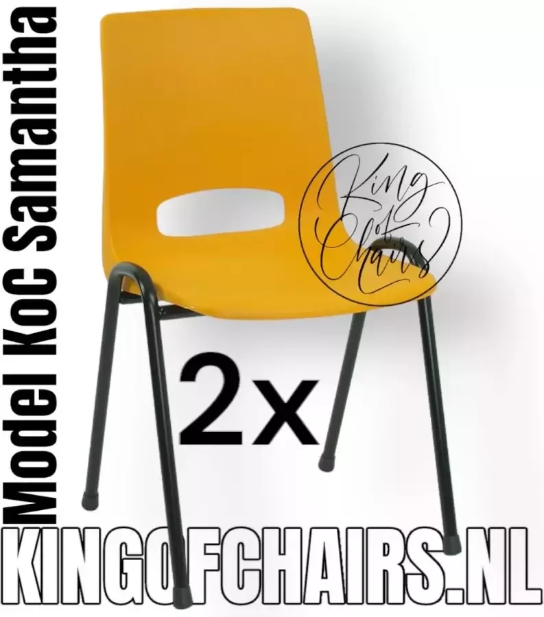 King of Chairs -Set van 2- Model KoC Samantha okergeel met zwart onderstel. Stapelstoel kuipstoel vergaderstoel tuinstoel kantine stoel stapel stoel kantinestoelen stapelstoelen kuipstoelen arenastoel De Valk 3320 bistrostoel bezoekersstoel