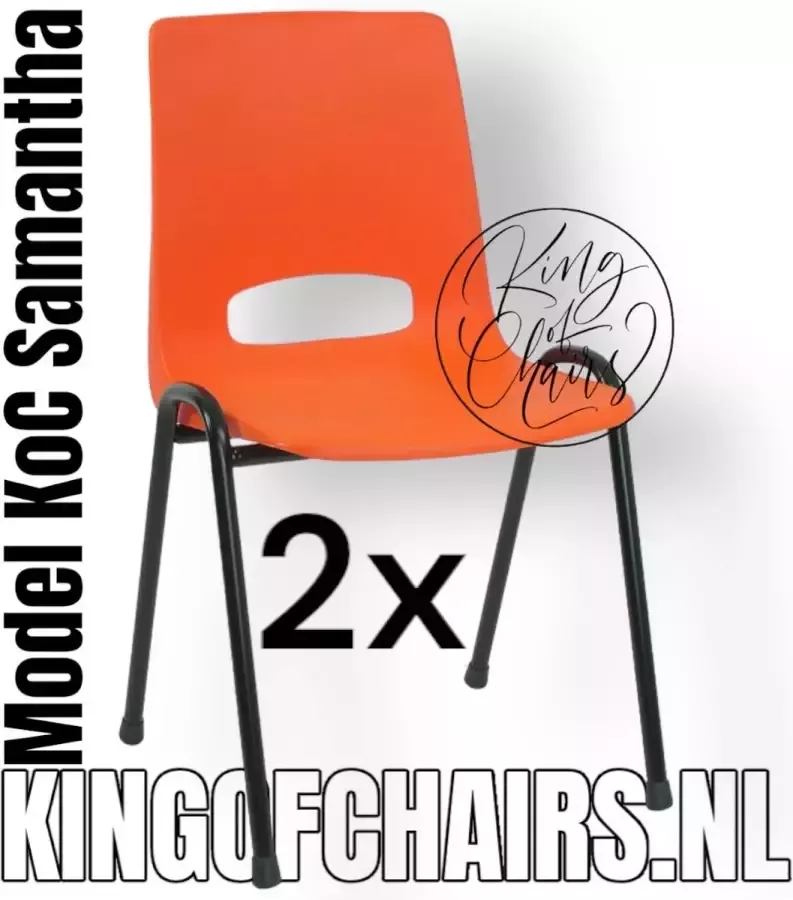 King of Chairs -Set van 2- Model KoC Samantha oranje met zwart onderstel. Stapelstoel kuipstoel vergaderstoel tuinstoel kantine stoel stapel stoel kantinestoelen stapelstoelen kuipstoelen arenastoel De Valk 3320 bistrostoel schoolstoel bezoekersstoel