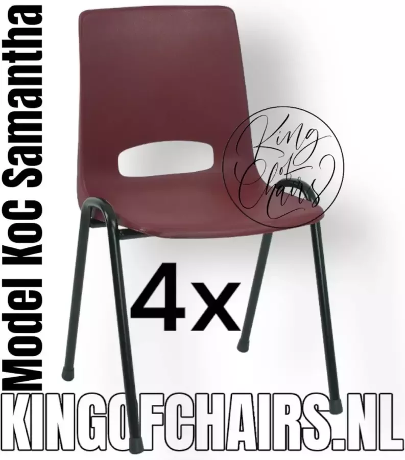 King of Chairs -Set van 4- Model KoC Samantha bordeaux met zwart onderstel. Stapelstoel kuipstoel vergaderstoel tuinstoel kantine stoel stapel stoel kantinestoelen stapelstoelen kuipstoelen arenastoel De Valk 3320 bistrostoel bezoekersstoel