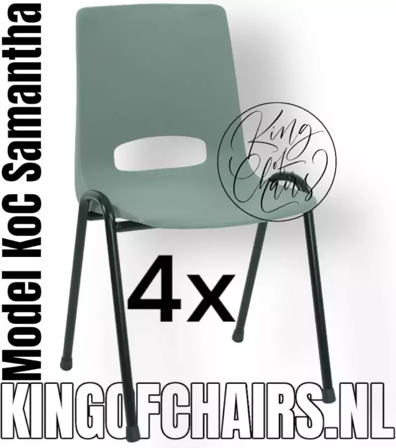 King of Chairs -Set van 4- Model KoC Samantha lichtgrijs met zwart onderstel. Stapelstoel kuipstoel vergaderstoel tuinstoel kantine stoel stapel stoel kantinestoelen stapelstoelen kuipstoelen arenastoel De Valk 3320 bistrostoel bezoekersstoel