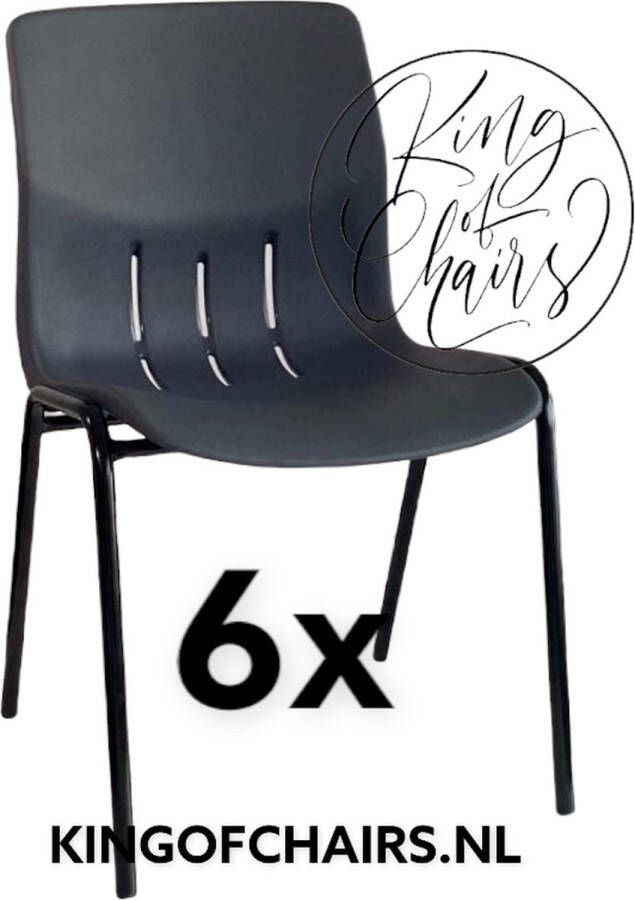 King of Chairs -set van 6- model KoC Denver antraciet met zwart onderstel. Kantinestoel stapelstoel kuipstoel vergaderstoel tuinstoel kantine stoel stapel stoel Jolanda kantinestoelen stapelstoelen kuipstoelen stapelbare Napels eetkamerstoel