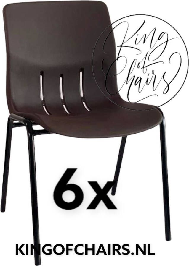 King of Chairs -set van 6- model KoC Denver bruin met zwart onderstel. Kantinestoel stapelstoel kuipstoel vergaderstoel tuinstoel kantine stoel stapel stoel Jolanda kantinestoelen stapelstoelen kuipstoelen stapelbare Napels eetkamerstoel