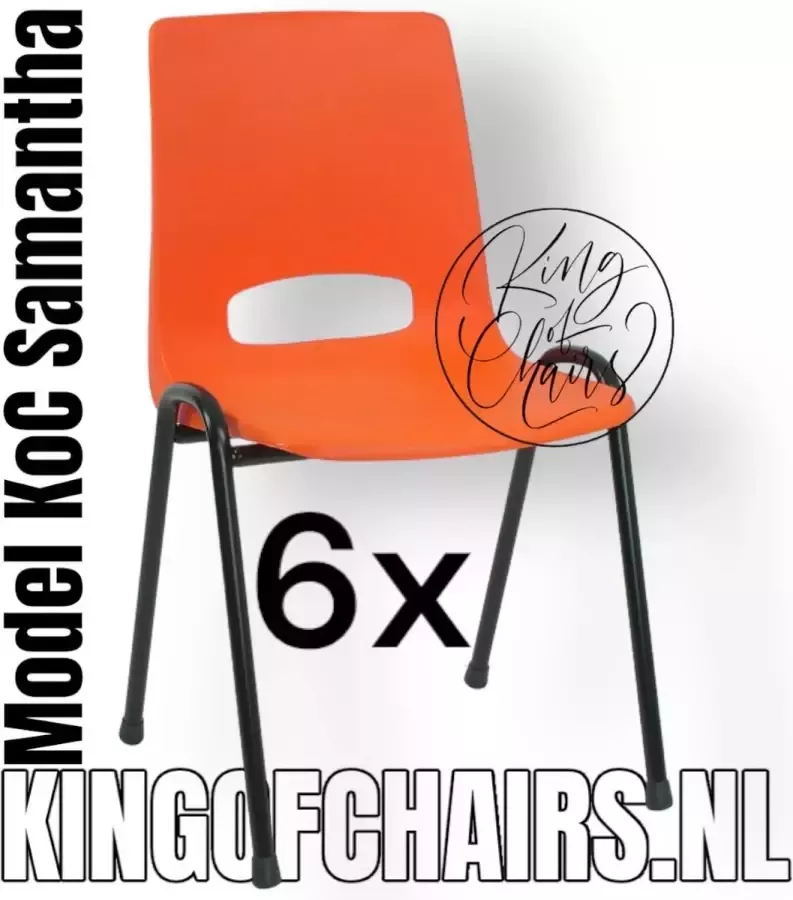 King of Chairs -Set van 6- Model KoC Samantha oranje met zwart onderstel. Stapelstoel kuipstoel vergaderstoel tuinstoel kantine stoel stapel stoel kantinestoelen stapelstoelen kuipstoelen arenastoel De Valk 3320 bistrostoel schoolstoel bezoekersstoel