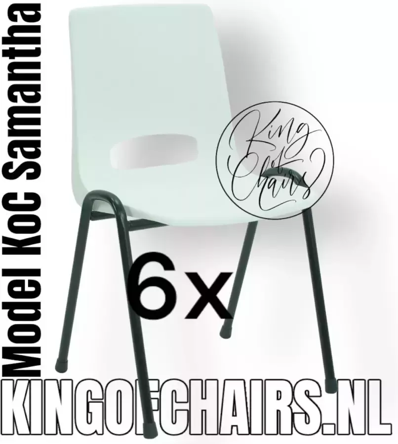 King of Chairs -Set van 6- Model KoC Samantha wit met zwart onderstel. Stapelstoel kuipstoel vergaderstoel tuinstoel kantine stoel stapel stoel kantinestoelen stapelstoelen kuipstoelen arenastoel De Valk 3320 bistrostoel schoolstoel bezoekersstoel