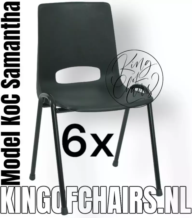 King of Chairs -Set van 6- Model KoC Samantha zwart met zwart onderstel. Stapelstoel kuipstoel vergaderstoel tuinstoel kantine stoel stapel stoel kantinestoelen stapelstoelen kuipstoelen arenastoel De Valk 3320 bistrostoel schoolstoel bezoekersstoel