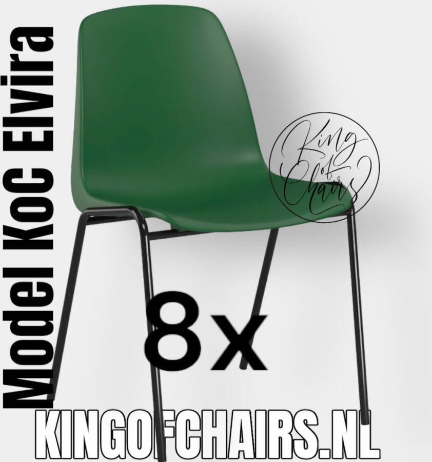 King of Chairs -set van 8- model KoC Elvira groen met zwart onderstel. Kantinestoel stapelstoel kuipstoel vergaderstoel tuinstoel kantine stoel stapel kantinestoelen stapelstoelen kuipstoelen stapelbare keukenstoel Helene eetkamerstoel