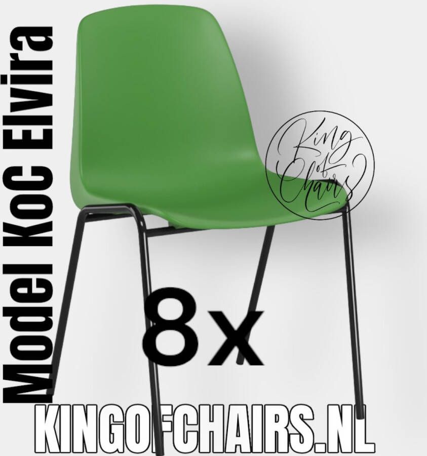 King of Chairs -set van 8- model KoC Elvira lichtgroen met zwart onderstel. Kantinestoel stapelstoel kuipstoel vergaderstoel tuinstoel kantine stoel stapel kantinestoelen stapelstoelen kuipstoelen stapelbare keukenstoel Helene eetkamerstoel