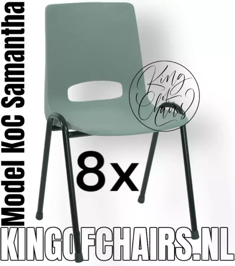 King of Chairs -Set van 8- Model KoC Samantha lichtgrijs met zwart onderstel. Stapelstoel kuipstoel vergaderstoel tuinstoel kantine stoel stapel stoel kantinestoelen stapelstoelen kuipstoelen arenastoel De Valk 3320 bistrostoel bezoekersstoel