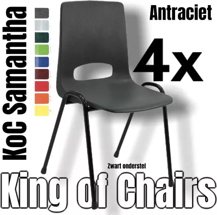 King of Chairs Vergaderstoel Antraciet 4 Stuks