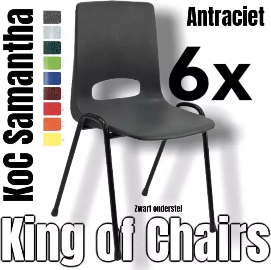 King of Chairs Vergaderstoel Antraciet 6 Stuks