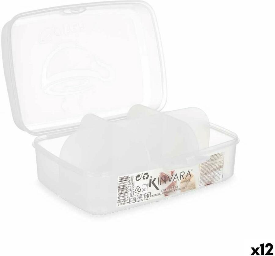 Kinvara Doos met vakjes 02 1178 Transparant Plastic 21 5 x 8 x 14 6 cm (12 Stuks)