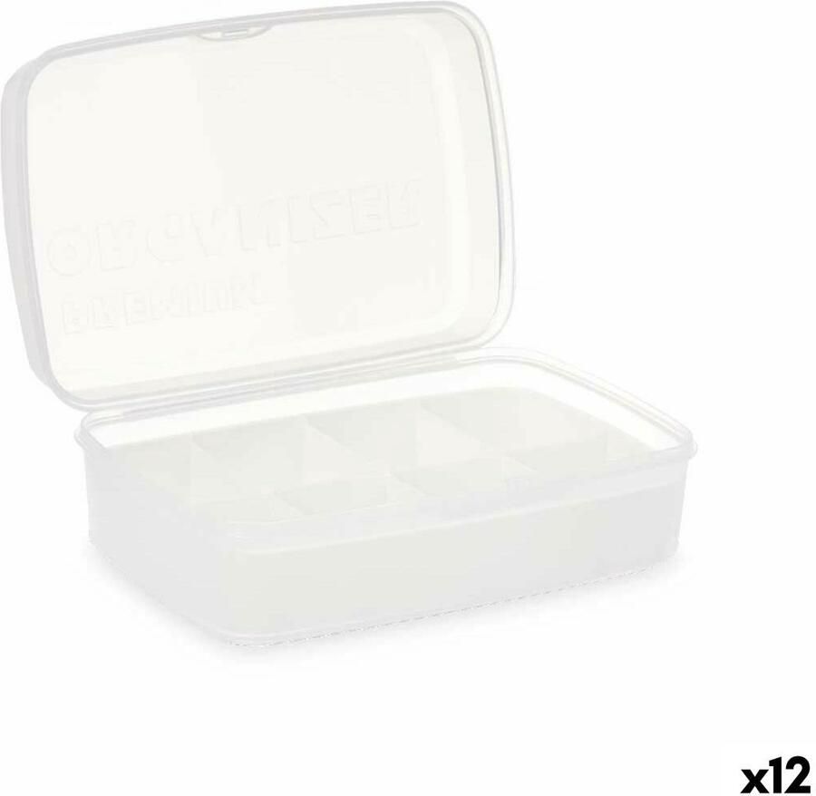 Kinvara Doos met vakjes 02 1192 Wit Transparant Plastic 21 5 x 8 5 x 15 cm (12 Stuks)