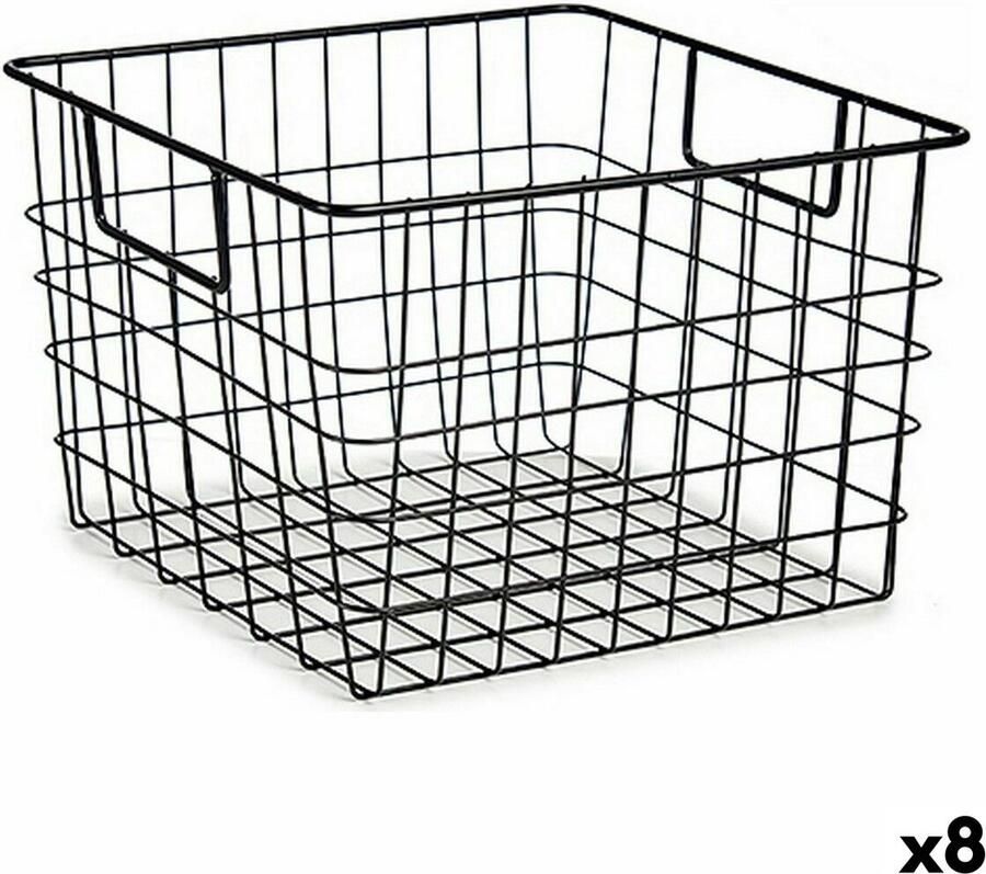 Kinvara Mand Met handvatten Zwart Staal 29 x 19 5 x 32 cm (8 Stuks)