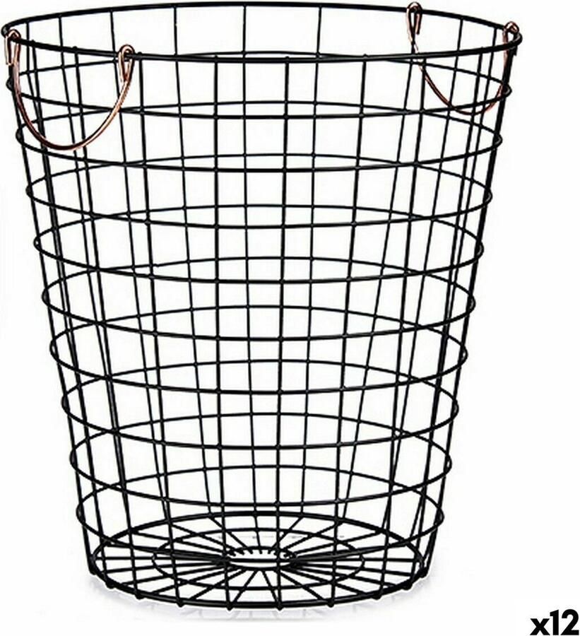 Kinvara Mand Met handvatten Zwart Staal 30 x 30 x 30 cm (12 Stuks)