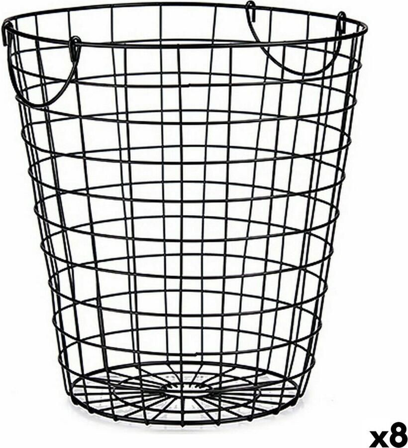 Kinvara Mand Met handvatten Zwart Staal 30 x 30 x 30 cm (8 Stuks)