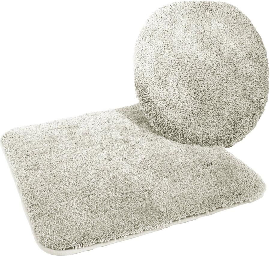 Kinzler J-10053 30 Microvezel Badmat Set 2-delig = Toiletdeksel 47x50 cm + Vloerkleed zonder uitsparing 50x55 cm zilver