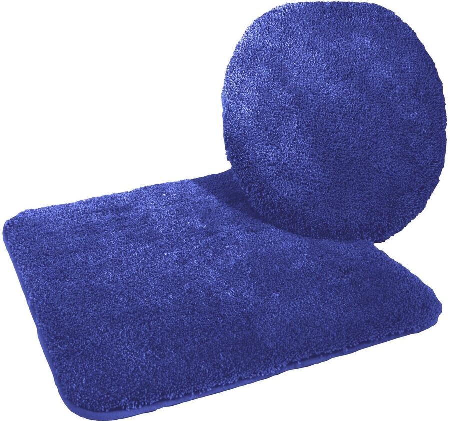 Kinzler J-10053 71 Microvezel badmattenset 2-delig toiletbrilhoes 47 x 50 cm en vloerkleed zonder uitsparing 50 x 55 cm koningsblauw