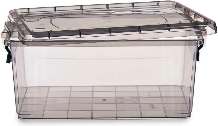 Kipit Opbergbak met Deksel Antraciet Plastic 13 7 L 27 5 x 18 x 42 5 cm (12 Stuks)