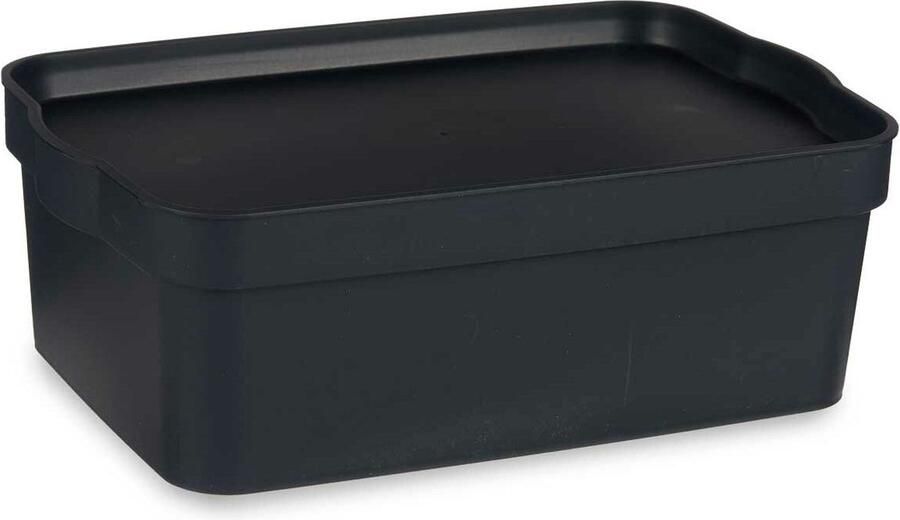 Kipit Opbergbak met Deksel Antraciet Plastic 6 L 21 x 11 x 32 cm (12 Stuks)